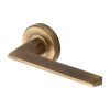 Heritage Brass Door Handle Lever Latch on Round Rose Pyramid Design Antique Brass finish