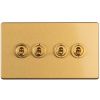 Eurolite Concealed 3mm 4 Gang 2 Way Toggle Switch Satin Brass