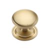 Heritage Brass Cabinet Knob Victorian Round Design with base 48mm Satin Brass finish