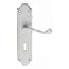 Victorian Scroll Lever On Shaped Lock Backplate - Satin Chrome