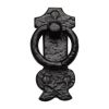 The Tudor Cabinet Ring Pull on Plate Black Iron