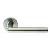 Mitred Round Bar Lever On Sprung Rose - Satin Stainless Steel