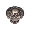 Decorated Round Knob 035mm Distressed Pewter finish