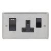 Eurolite Stainless Steel 45Amp Switch with a socket Satin Stainless Steel