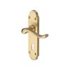 Heritage Brass Door Handle Lever Lock Savoy Design Satin Brass finish
