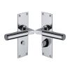 Heritage Brass Door Handle for Bathroom Bauhaus Design Polished Chrome finish
