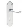 Victorian Scroll Lever On Shaped Lock Backplate - Polished Chrome