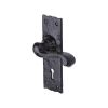 The Tudor Door Handle Lever Lock Shropshire Design Black Iron