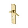 Heritage Brass Door Handle for Euro Profile Plate Diplomat Design Polished Brass finish