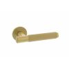 Millhouse Brass Crompton Knurled Lever Door Handle on 5mm Slimline Round Rose - Satin Brass