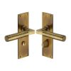 Heritage Brass Door Handle for Bathroom Bauhaus Design Antique Brass finish