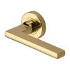 Heritage Brass Door Handle Lever Latch on Round Rose Trident Design Polished Brass finish