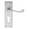 Victorian Scroll Lever On Euro Lock Backplate - Satin Chrome