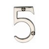 Heritage Brass Numeral 5 Face Fix 51mm (2") Polished Nickel finish