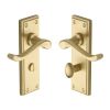 Heritage Brass Door Handle for Bathroom Edwardian Design Satin Brass finish