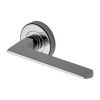 Heritage Brass Door Handle Lever Latch on Round Rose Pyramid Design Polished Chrome finish