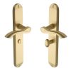 Heritage Brass Door Handle for Bathroom Algarve Long Design Satin Brass finish