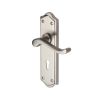 Heritage Brass Door Handle Lever Lock Buckingham Design Satin Nickel finish