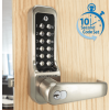 Borg BL7701 SS ECP - Heavy Duty, High Traffic - Easicode Pro Flat Bar Lever Handle Keypad With Sfic Key Override & Flat Bar Inside Handle, Stainless Steel (SS) Finish