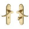 Heritage Brass Door Handle for Bathroom Sandown Design Satin Brass finish