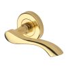 Heritage Brass Door Handle Lever Latch on Round Rose Algarve Design Polished Brass finish