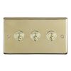 Eurolite Stainless Steel 3 Gang Toggle Switch Polished Brass