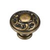 Decorated Round Knob 035mm Distressed Brass finish