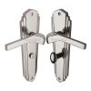 Heritage Brass Door Handle for Bathroom Waldorf Design Polished Nickel finish