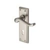 Heritage Brass Door Handle Lever Lock Edwardian Design Satin Nickel finish