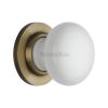 White Knob with Antique Brass base