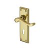 Heritage Brass Door Handle Lever Lock Edwardian Design Polished Brass finish