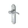 Heritage Brass Door Handle for Euro Profile Plate Verona Small Design Satin Chrome finish