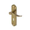 Heritage Brass Door Handle Lever Lock Sandown Design Antique Brass finish