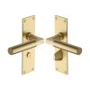 Heritage Brass Door Handle for Bathroom Bauhaus Design Satin Brass finish