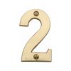 Heritage Brass Numeral 2 Face Fix 76mm (3") Polished Brass finish