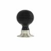 Old English Whitby Ebony Wood Reeded Beehive Mortice Knob on Face Fix Rose - Satin Nickel