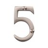 Heritage Brass Numeral 5 Face Fix 51mm (2") Satin Nickel finish