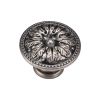 Floral Round Knob 035mm Distressed Pewter finish