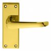 Victorian Ascot Lever On Short Latch Backplate - Polished Brass