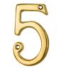Numerals (0-9) Number 5 - Polished Brass