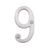 Heritage Brass Numeral 9 Face Fix 76mm (3") Satin Chrome finish
