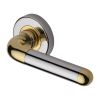 Heritage Brass Door Handle Lever Latch on Round Rose Vienna Design Chrome & Brass finish