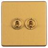 Eurolite Concealed 3mm 2 Gang 2 Way Toggle Switch Satin Brass