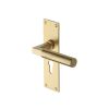 Heritage Brass Door Handle for Euro Profile Plate Bauhaus Design Satin Brass finish