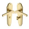 Heritage Brass Door Handle for Bathroom Waldorf Design Satin Brass finish