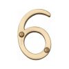Heritage Brass Numeral 6 Face Fix 51mm (2") Polished Brass finish