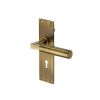 Heritage Brass Door Handle Lever Lock Bauhaus Design Antique Brass finish