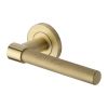 Heritage Brass Door Handle Lever on Rose Phoenix Knurled Design Satin Brass Finish
