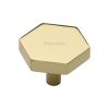 Heritage Brass Cabinet Knob Hexagon Design 38mm Polished Brass finish