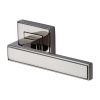 Heritage Brass Door Handle Lever Latch on Square Rose Linear SQ Design Polished Nickel finish